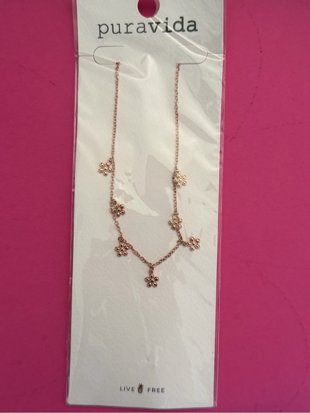 Pura Vida Rose Gold Daisy Charm Necklace